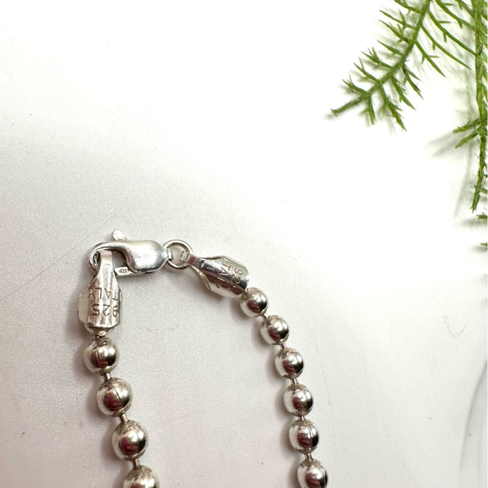 ITALY⚜️Sterling Silver Solid Beaded Ball Chain Necklace - Picture 4 of 8